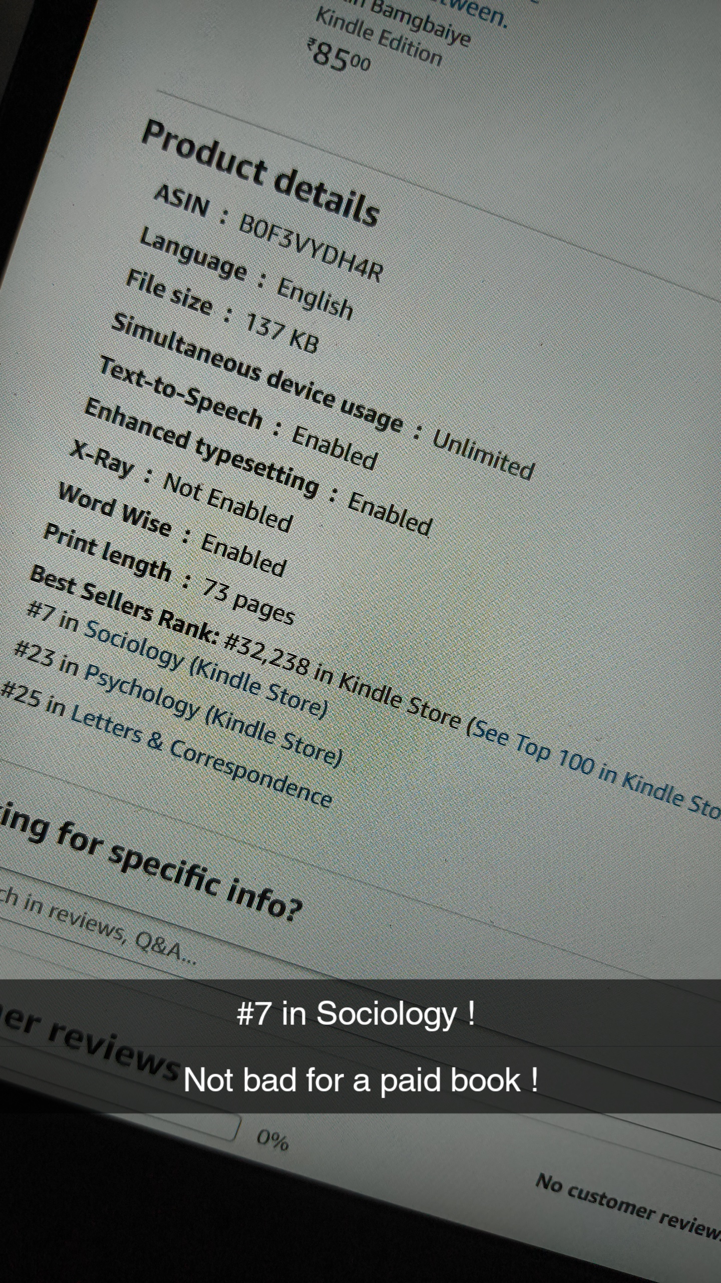 Moment Kindle Sociology Rank